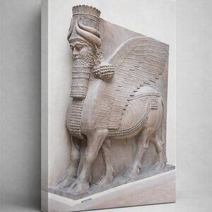 Assyrian Winged Bull Wall Art Canvas – Ancient Mesopotamian Style Decor